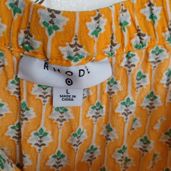 Rhode X Target Dainty Lotus Print Yellow Midi Skirt Cottage Whimsical Floral SzL - Picture 5 of 8